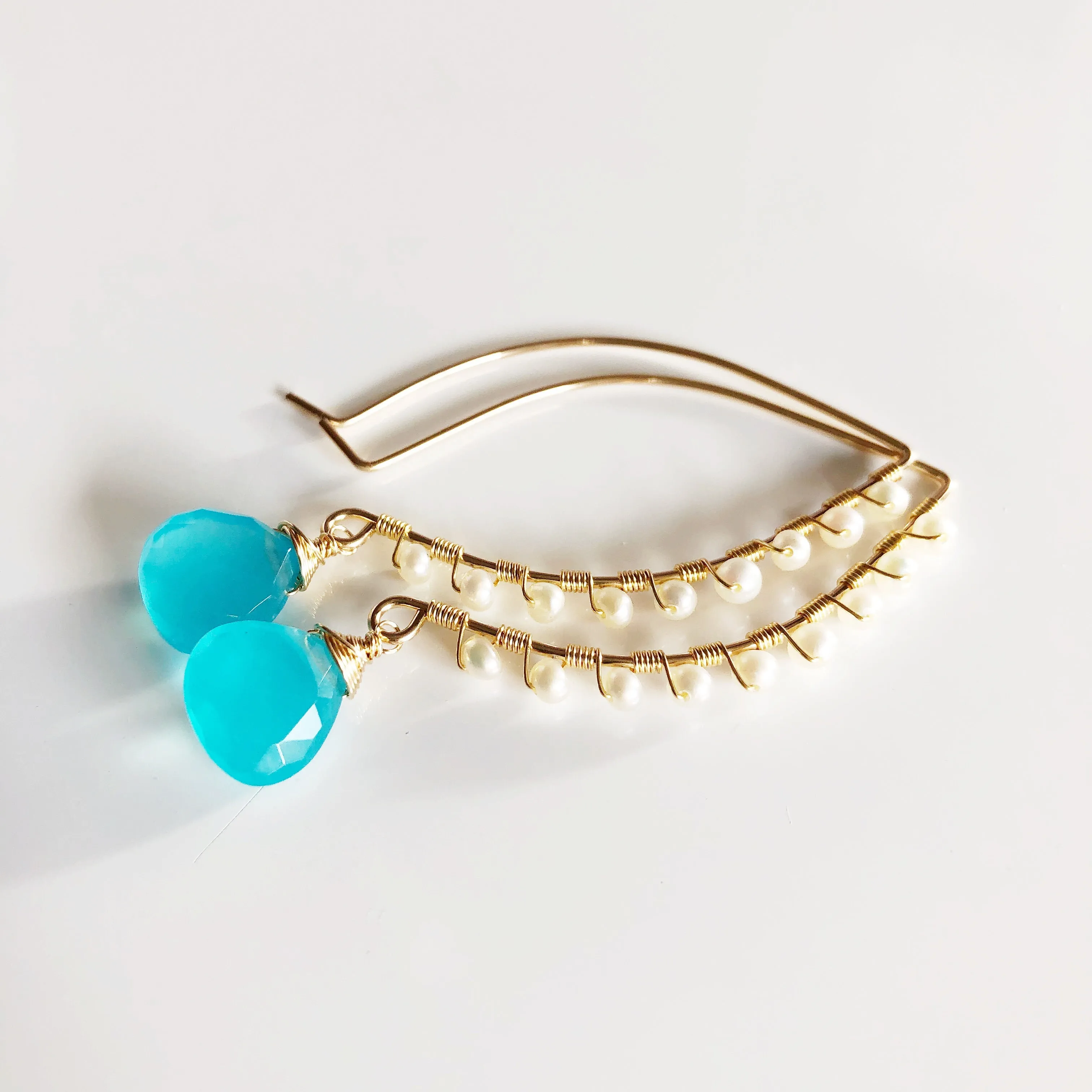 Earrings Ailani - aqua chalcedony (E190)