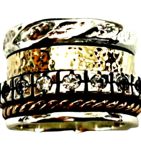 Elegant Spinner ring for Woman, Spinning ring, Silver Gold CZ rings