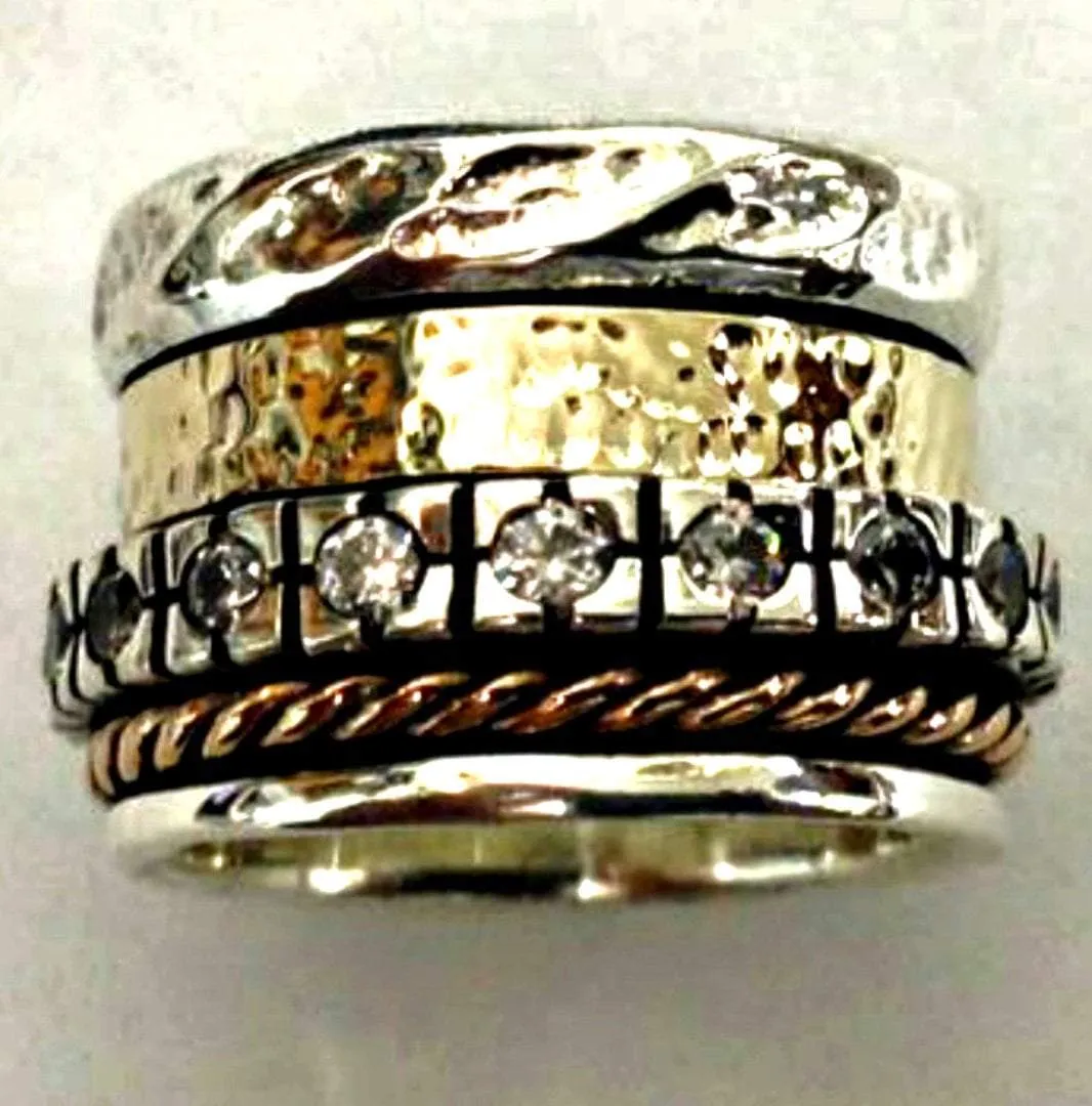 Elegant Spinner ring for Woman, Spinning ring, Silver Gold CZ rings