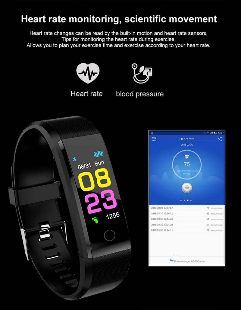 FitSmart Watch: Heart Rate & BP Monitor for Men and Women