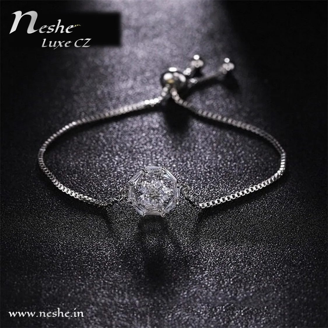 Flower CZ Charm  Bracelets Adjustable -2 Colors