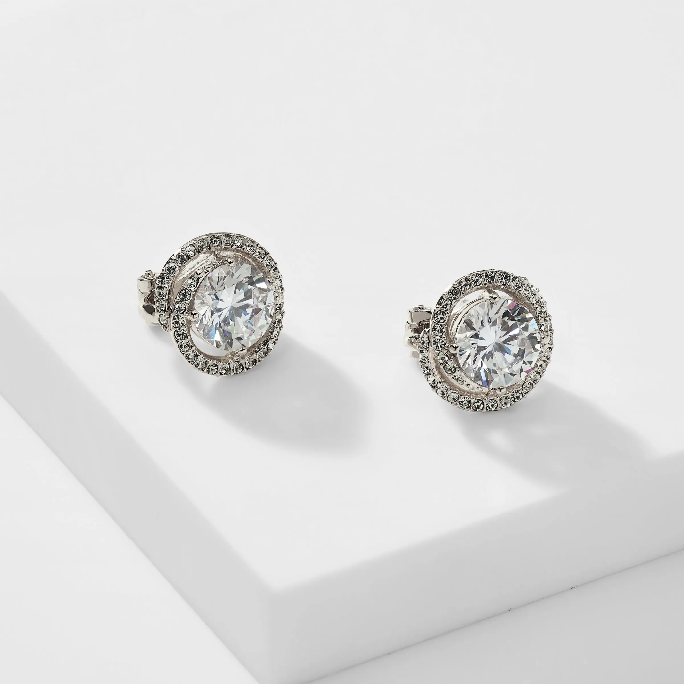 FRAMED ROUND CZ CLIP EARRINGS