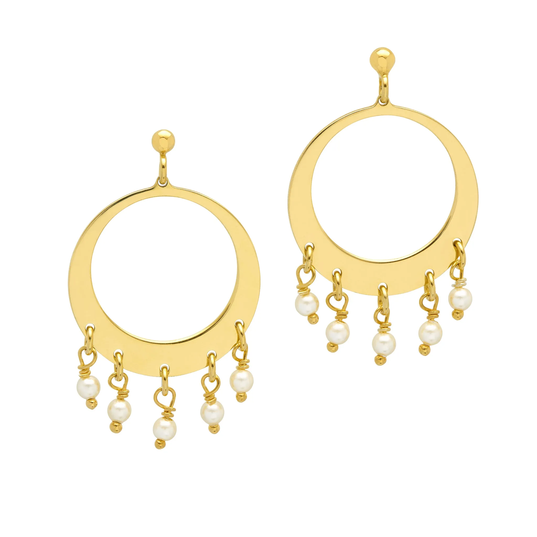 Freshwater Pearl Drop Earrings, Gold