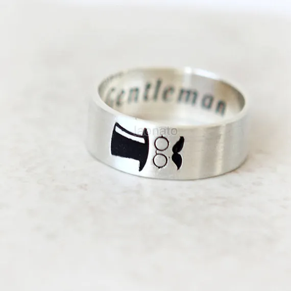 Gentleman and Lady Ring in sterling silver, 7mm band ring /Couple Rings, Custom Personalized Rings, Mr. and Mrs.