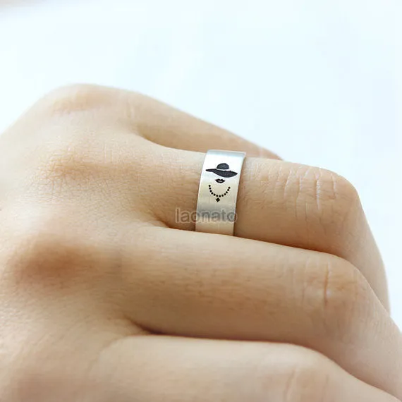 Gentleman and Lady Ring in sterling silver, 7mm band ring /Couple Rings, Custom Personalized Rings, Mr. and Mrs.