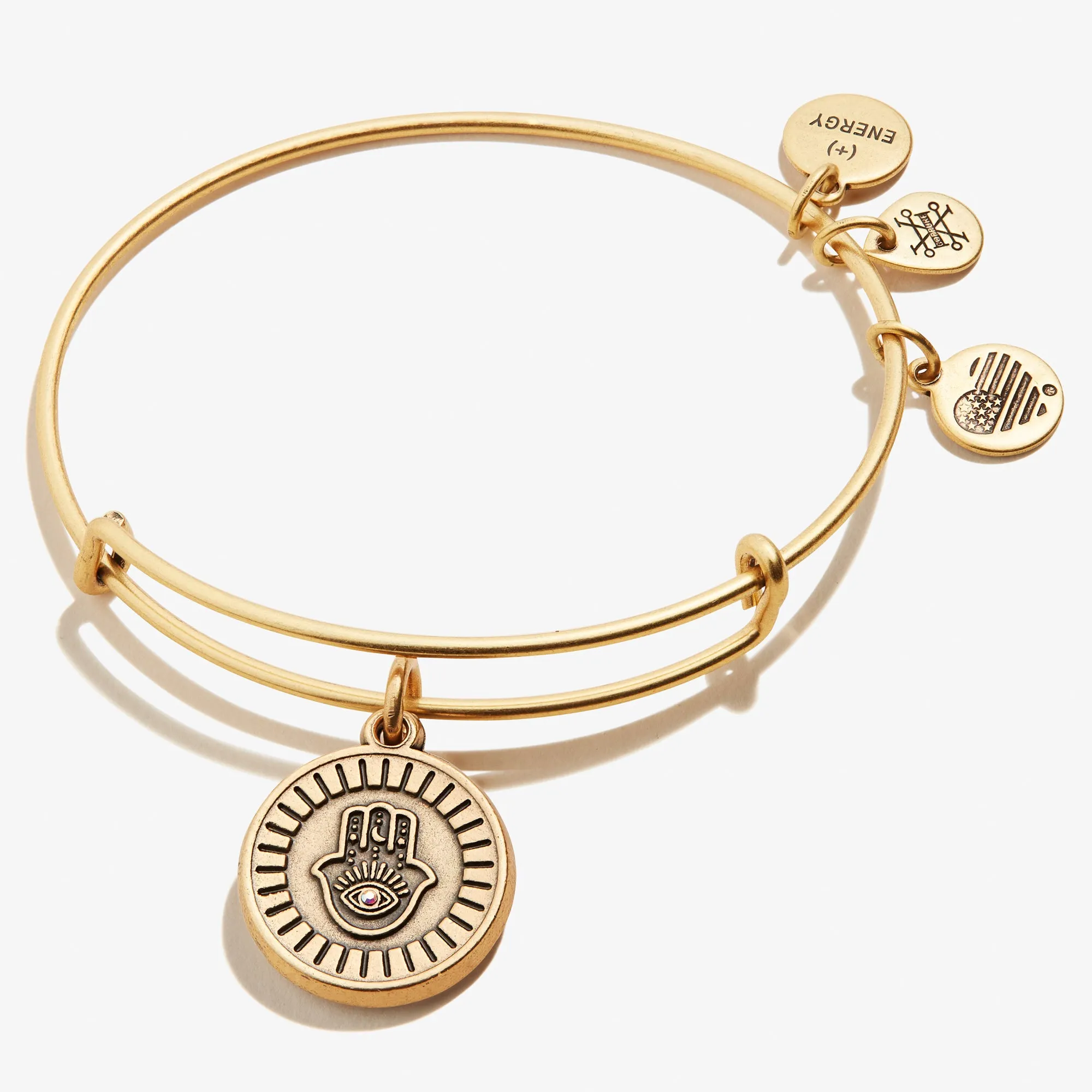 Hamsa Embossed Charm Bangle