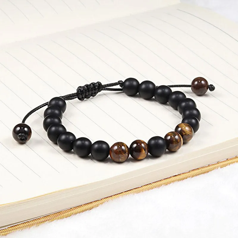 Handmade Beaded Bracelets for Men Natural Onyx & Tiger's Eye