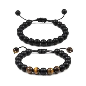 Handmade Beaded Bracelets for Men Natural Onyx & Tiger's Eye