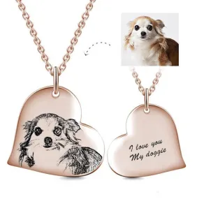 Heart Pendant Custom Pet Photo Necklace- Personalized Heart With Photo And Text