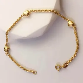 Heart Station Bracelet 18K Gold