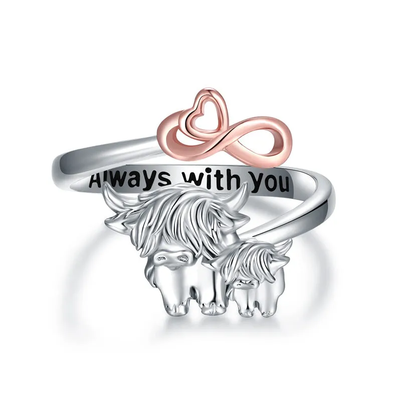 Highland Cow Ring 925 Sterling Silver Rings Otter RIng Fox RIng Gift For Women Girls Mom