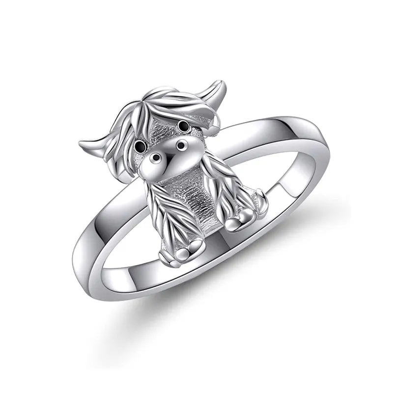 Highland Cow Ring 925 Sterling Silver Rings Otter RIng Fox RIng Gift For Women Girls Mom