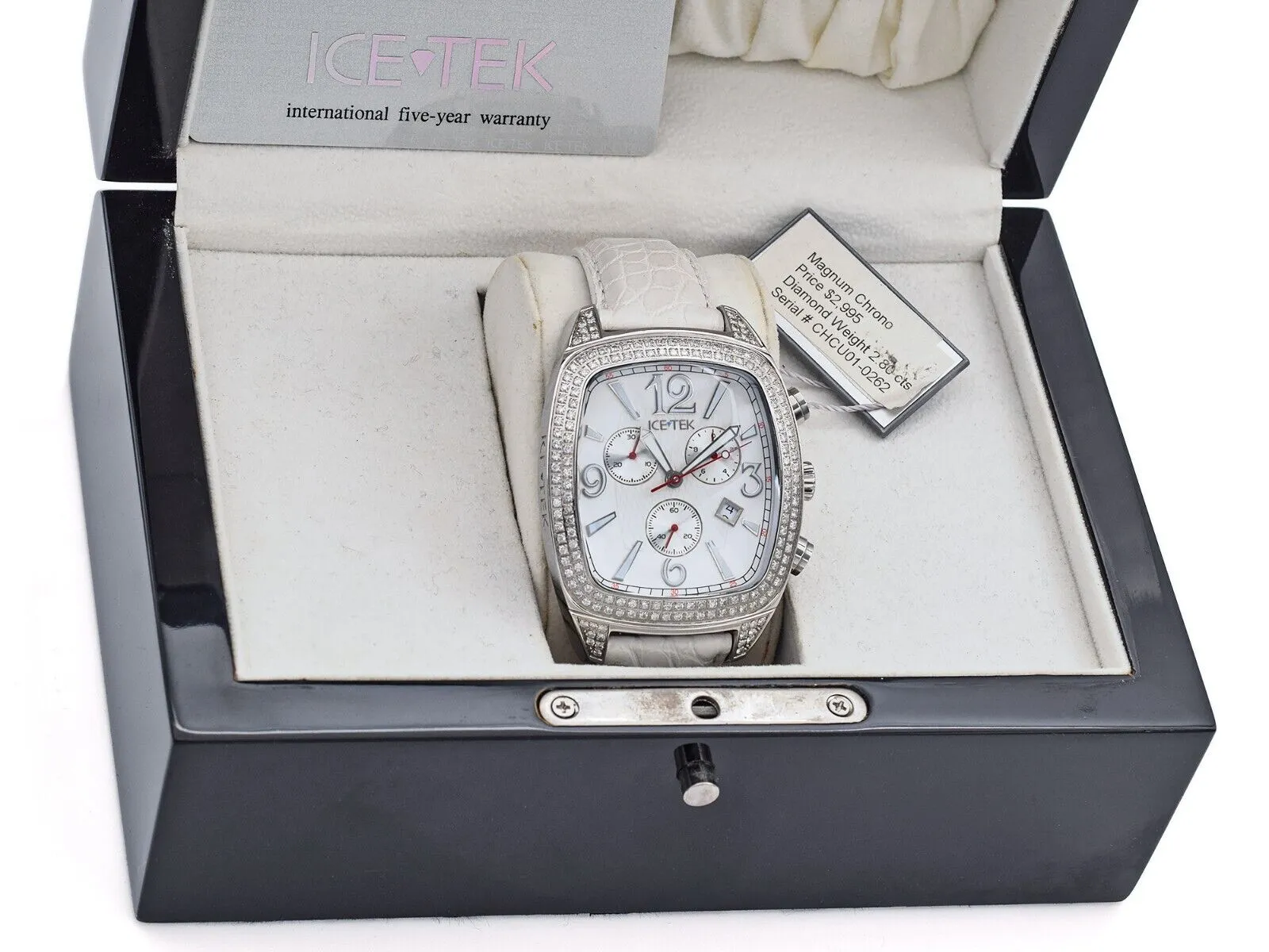 Ice Tek Magnum 2.80 TCW Diamond Chronograph Quartz Men's Date Watch Box Tag Card