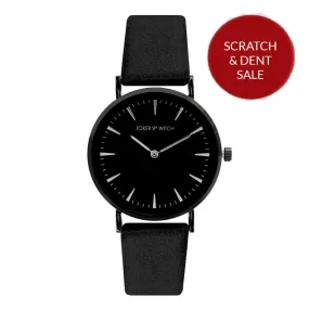 Ines All Black Faux Leather Strap Watch- SAMPLE