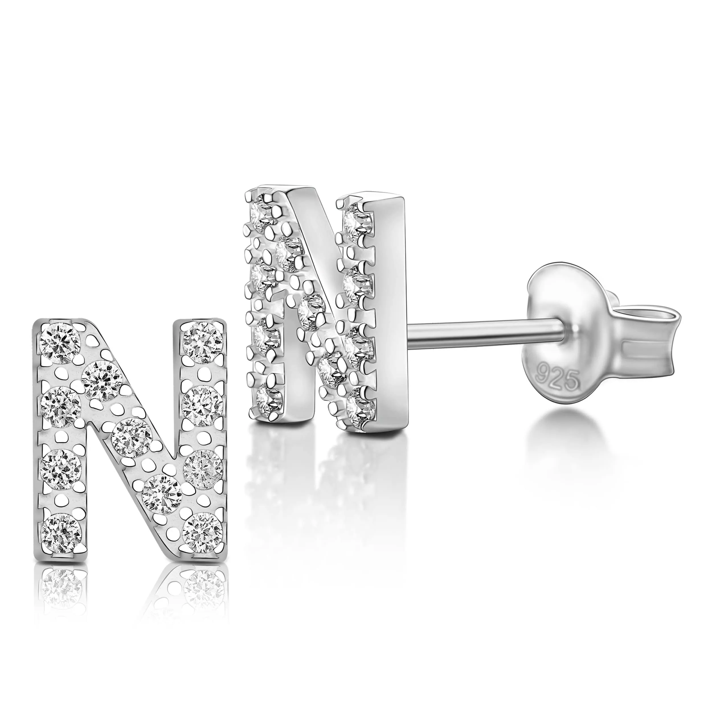 Initial Earrings Sterling Silver Stud Earrings