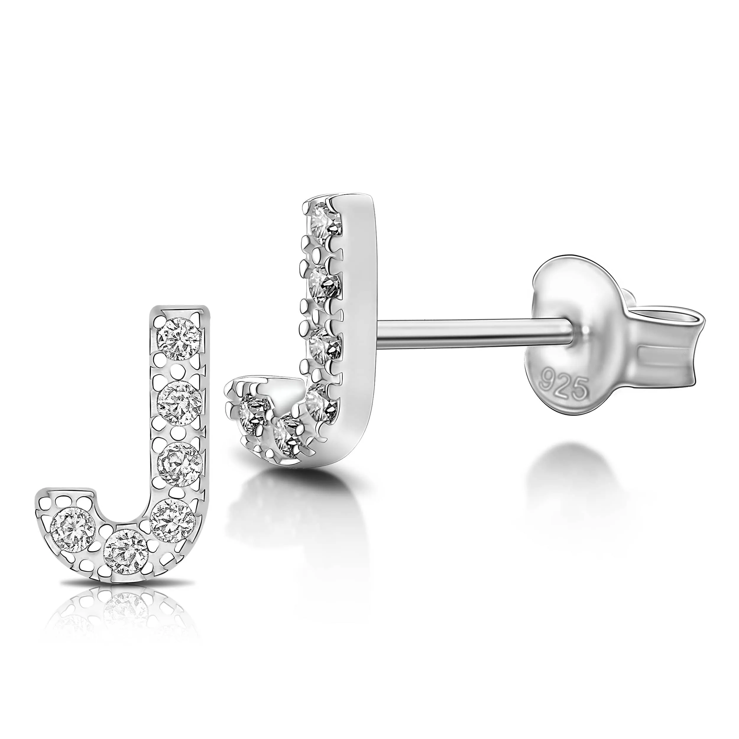 Initial Earrings Sterling Silver Stud Earrings