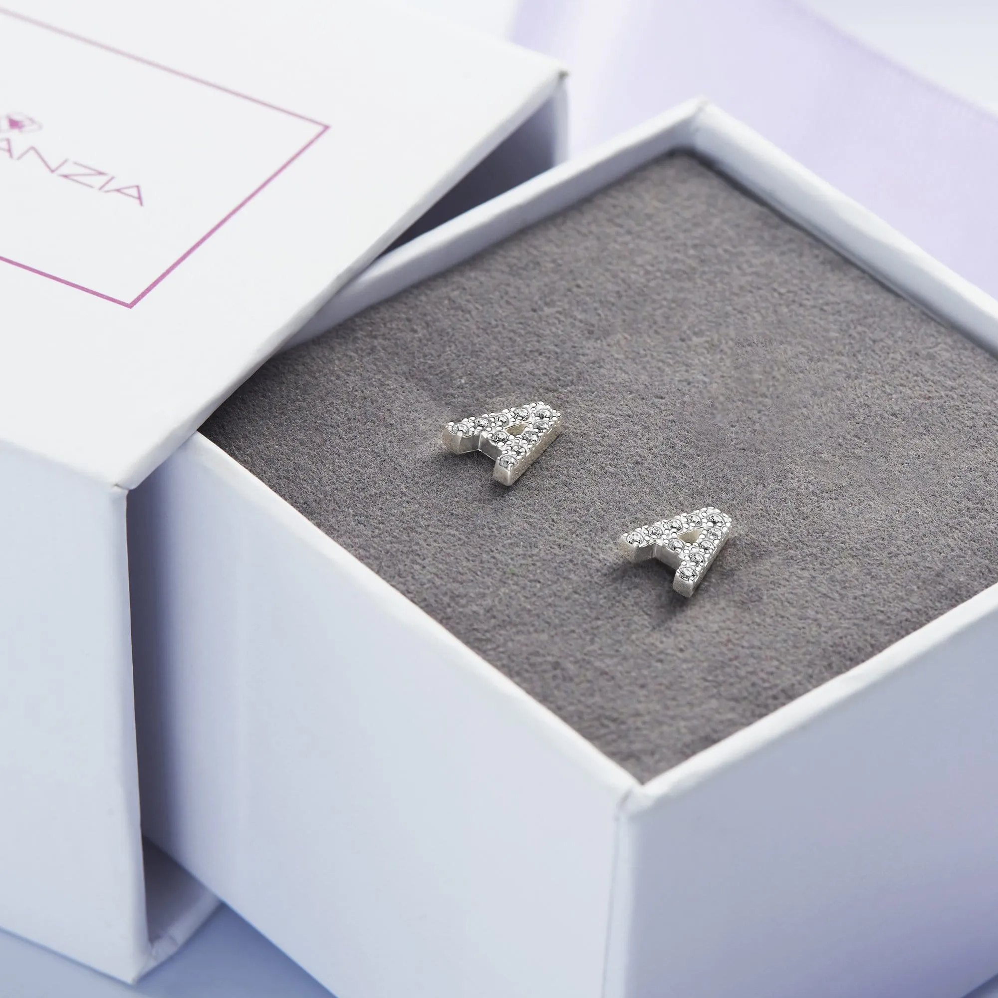 Initial Earrings Sterling Silver Stud Earrings