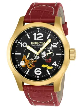 INVICTA Disney Limited Edition Mens Watch - Gold-Tone - Mickey/Pluto - Leather