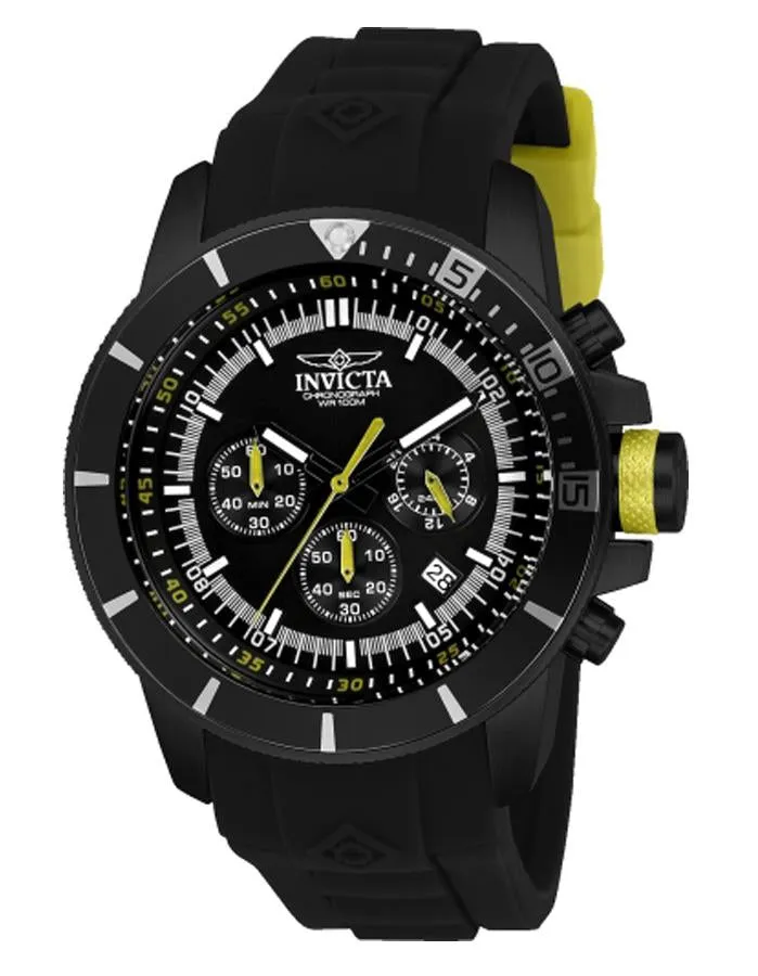 INVICTA Mens Pro-Diver Chronograph Watch - Black Plated - Black Dial - Date