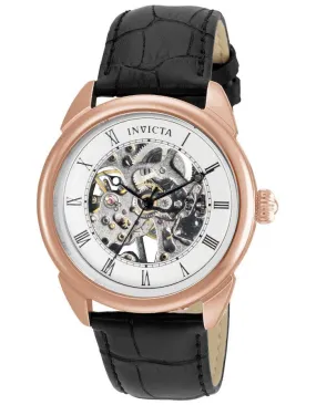 INVICTA Specialty Mens Skeleton Watch - Rose Gold-Tone - Black Leather Strap