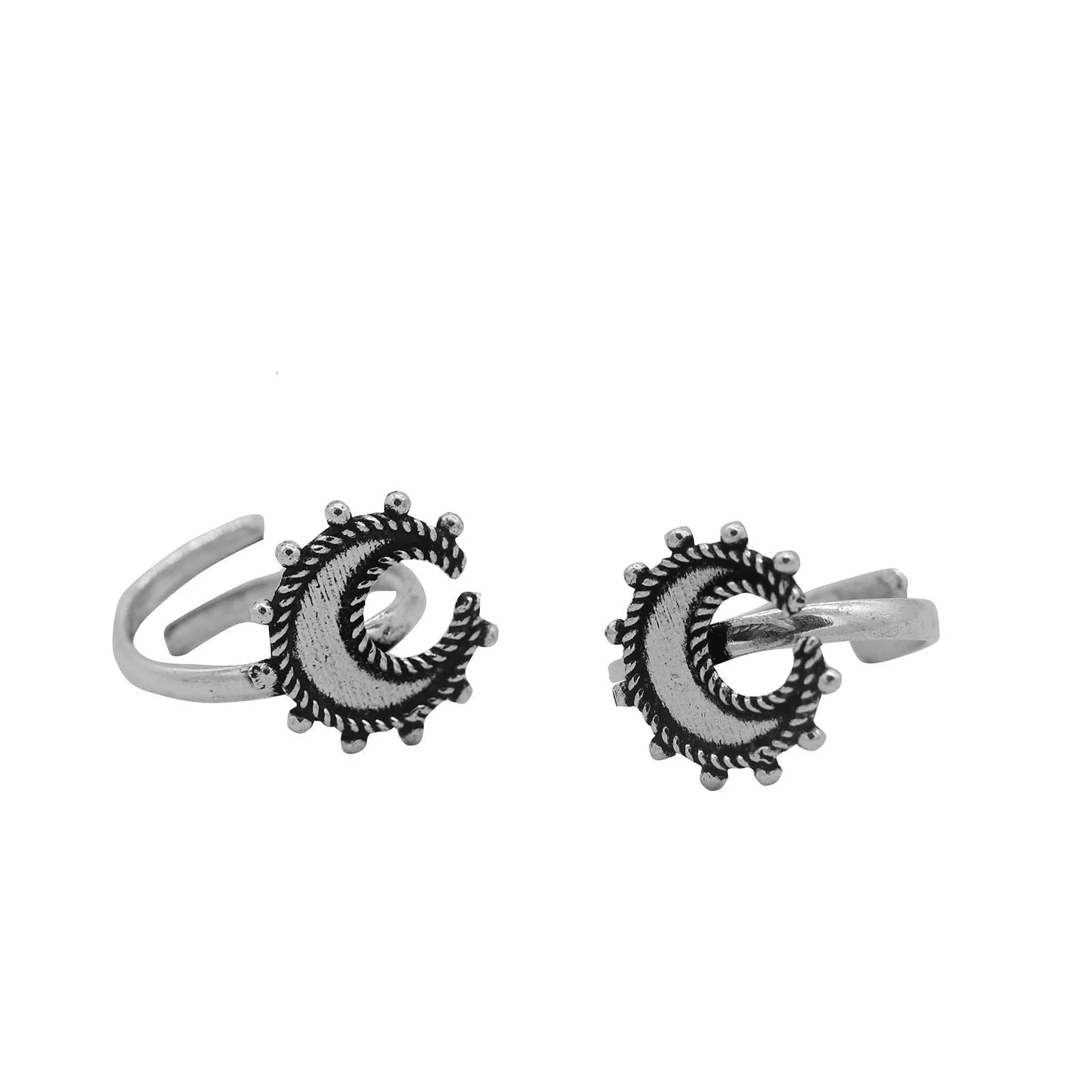 Kshtriya Moon Silver Oxidized  Toe rings