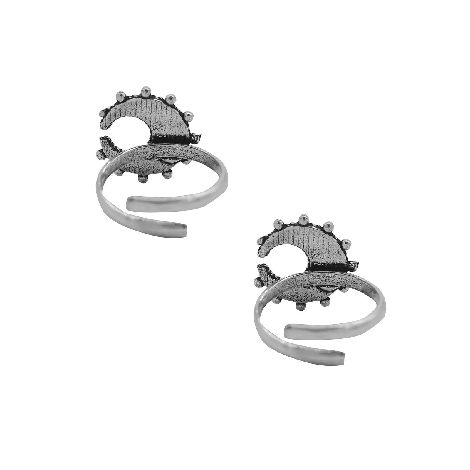 Kshtriya Moon Silver Oxidized  Toe rings