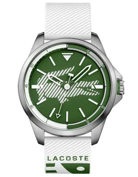 Lacoste Mens Capbreton Watch -Stainless Steel - Green Dial -White Silicone Strap