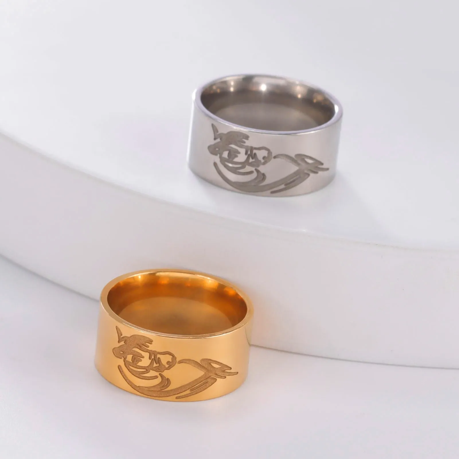 Luxurious Horse Laser Engraved Rings