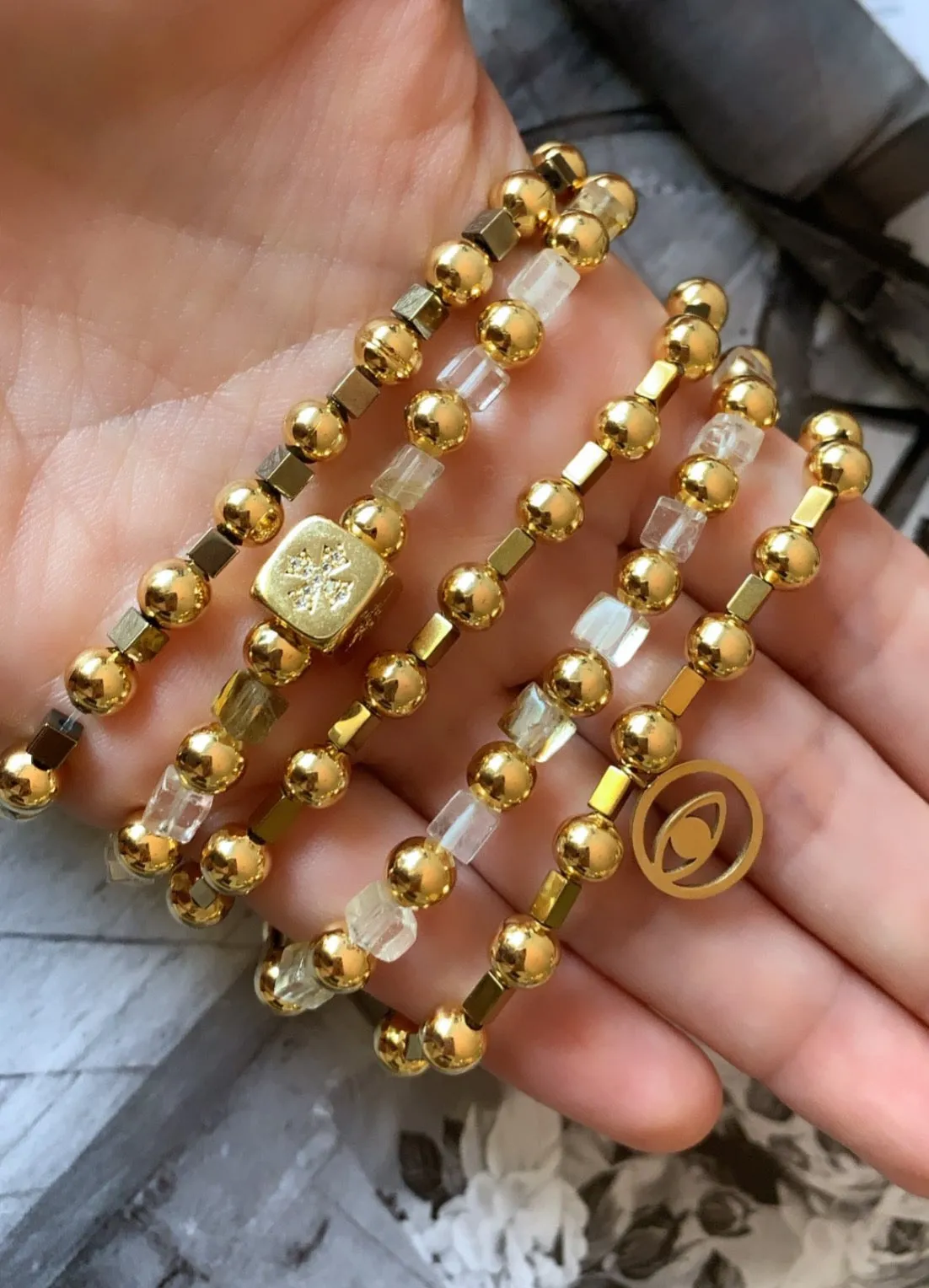 Mixed Gold Beaded Bracelets