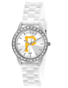 MLB Womens Pittsburgh Pirates Frost Watch - Crystal Bezel - Silicone Strap