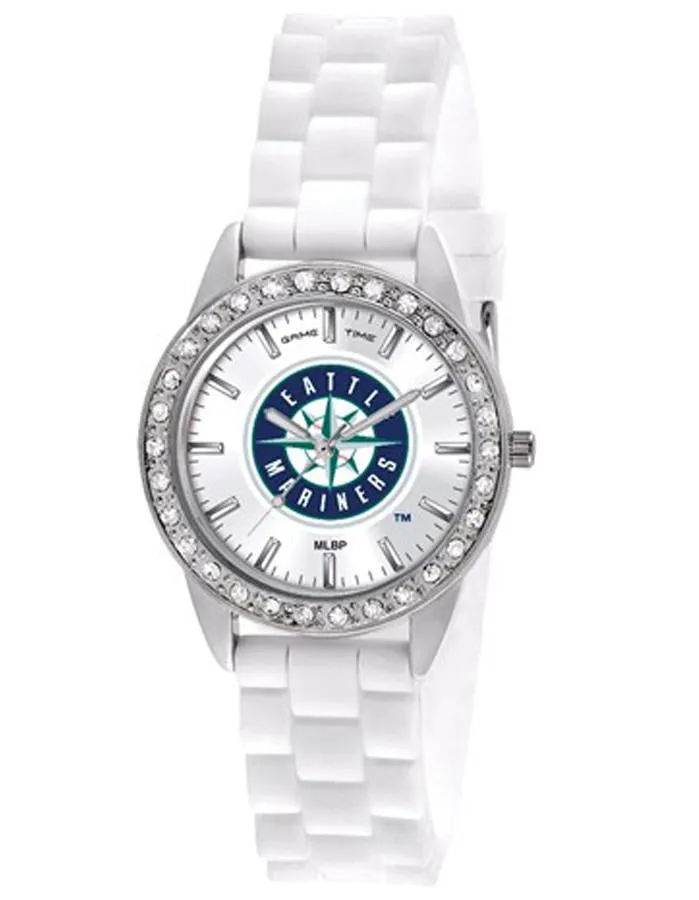 Seattle Mariners Womens Frost Watch with Crystal Bezel and Silicone Strap - MLB Licensed