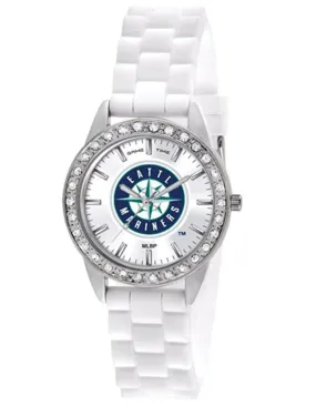 Seattle Mariners Womens Frost Watch with Crystal Bezel and Silicone Strap - MLB Licensed