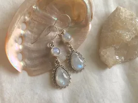 Moonstone Luleia Earrings - Double Drop