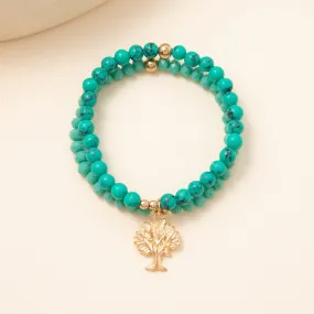 Natural Stone Lucky Charm Turquoises Beads Tree of Life Bracelets