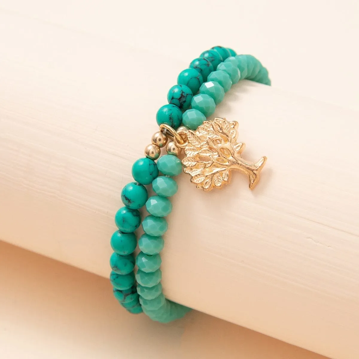 Natural Stone Lucky Charm Turquoises Beads Tree of Life Bracelets