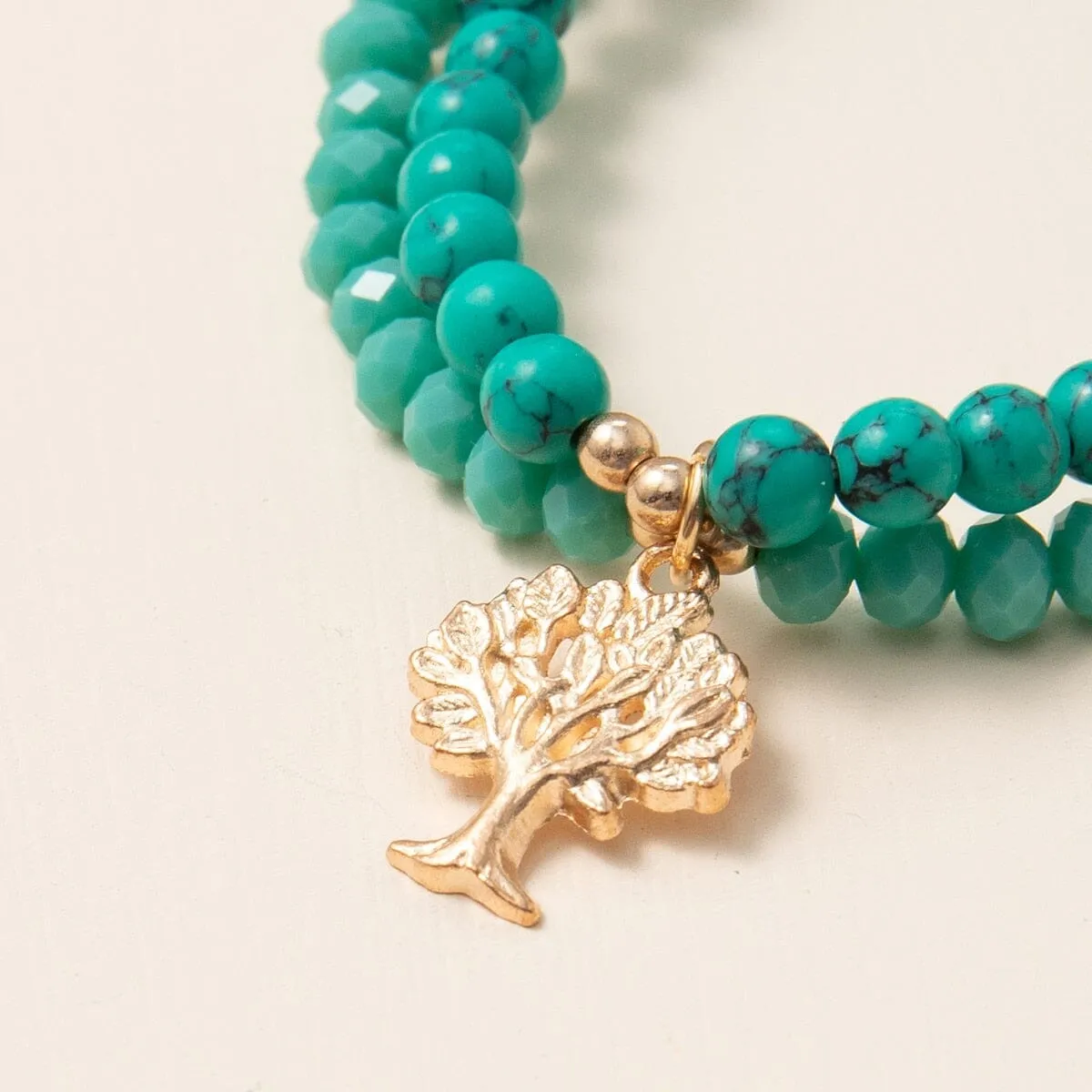 Natural Stone Lucky Charm Turquoises Beads Tree of Life Bracelets