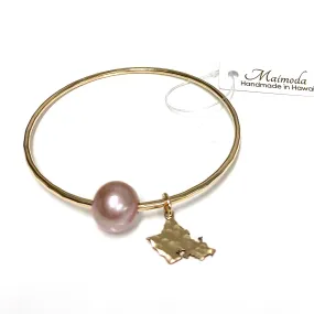 Oahu charm bangle - pink Edison pearl