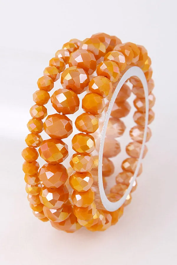 Orange Crystal Stretch Bracelets - 3 piece set