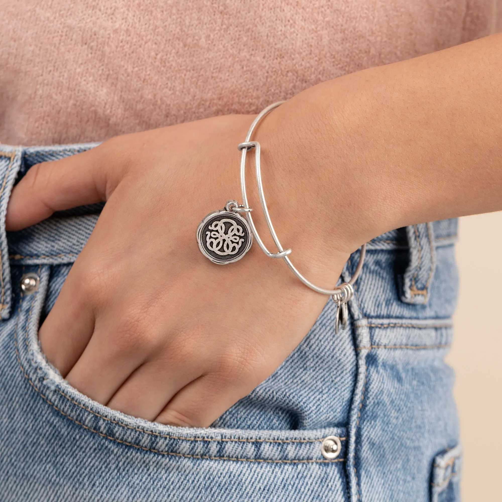 Path of Life Embossed Charm Bangle