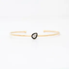 Pear Diamond and Black Enamel Bangle