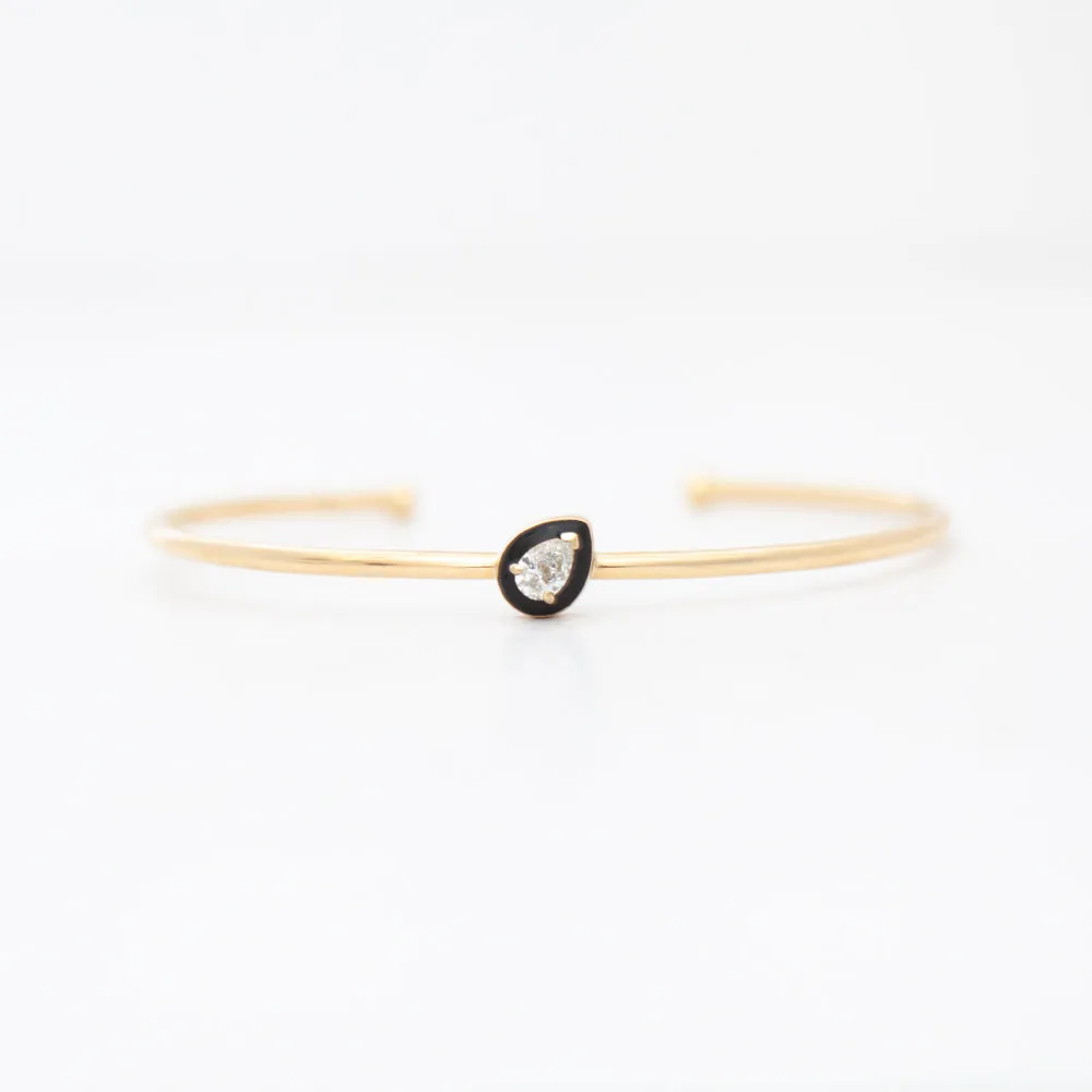 Pear Diamond and Black Enamel Bangle