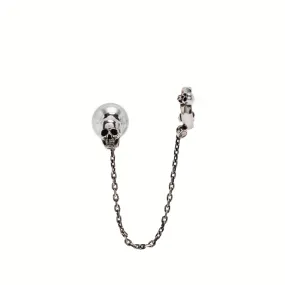 Pearl N Skull Ear Cuff, Silver