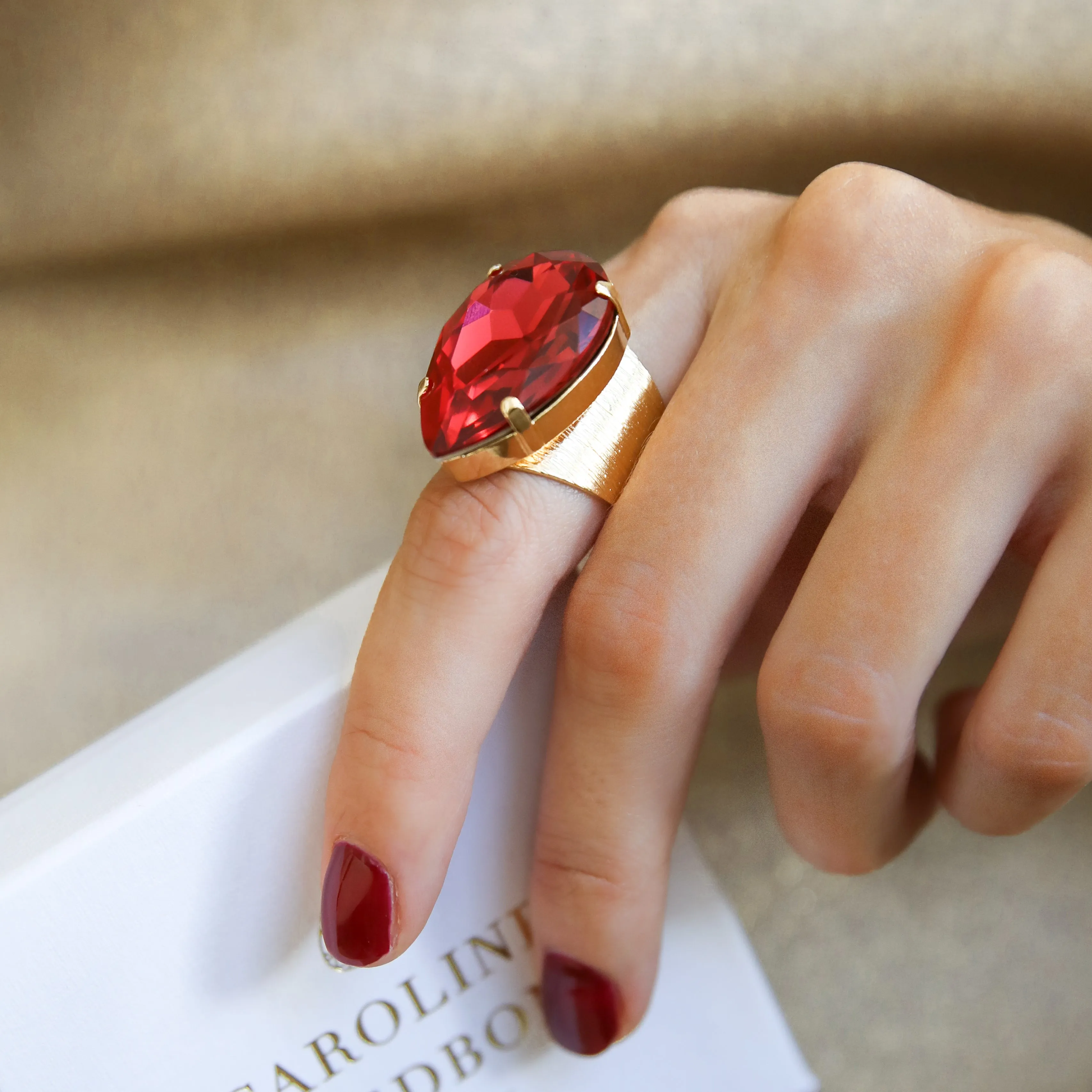 Perfect Drop Ring / Mulberry Red