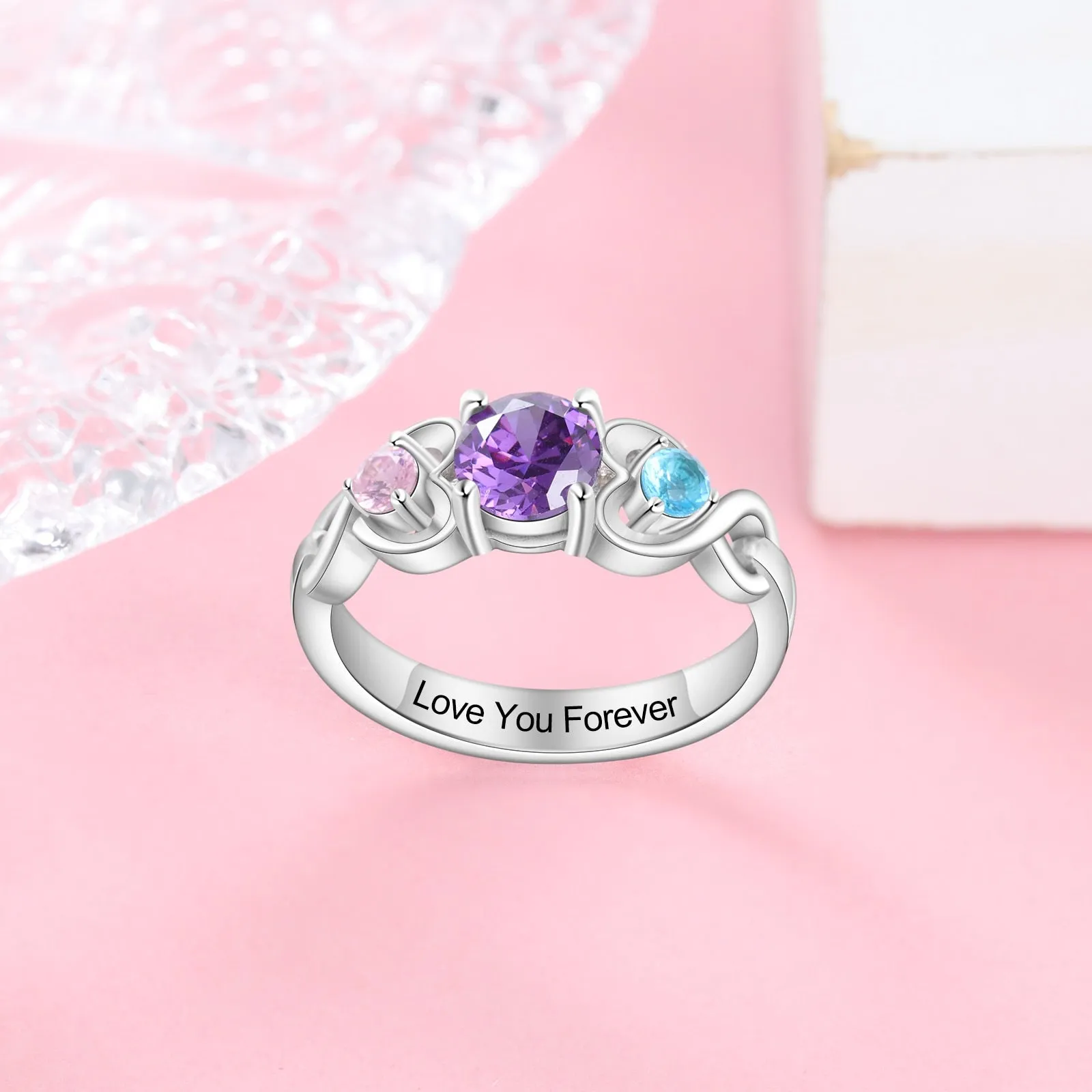 Personalized Engraving Wedding Engagement Ring Customized 12 Colors Birthstone Rings for Women Anniversary Gifts