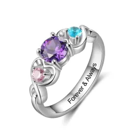 Personalized Engraving Wedding Engagement Ring Customized 12 Colors Birthstone Rings for Women Anniversary Gifts