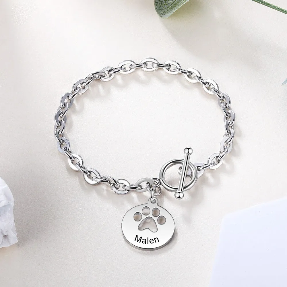 Personalized Pet Paw Charm Bracelets For Women