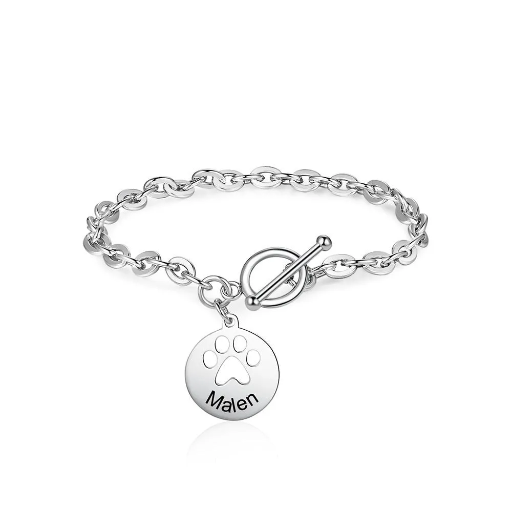 Personalized Pet Paw Charm Bracelets For Women