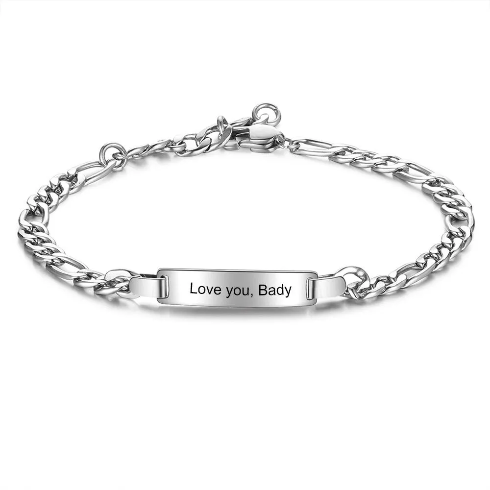 Punk Style Stainless Steel Name Bar Bracelets For Women