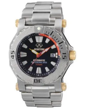 Optimized Title: Reactor Mens Neutron Automatic Two-Tone Watch with Black Dial - 300m Water Resistant