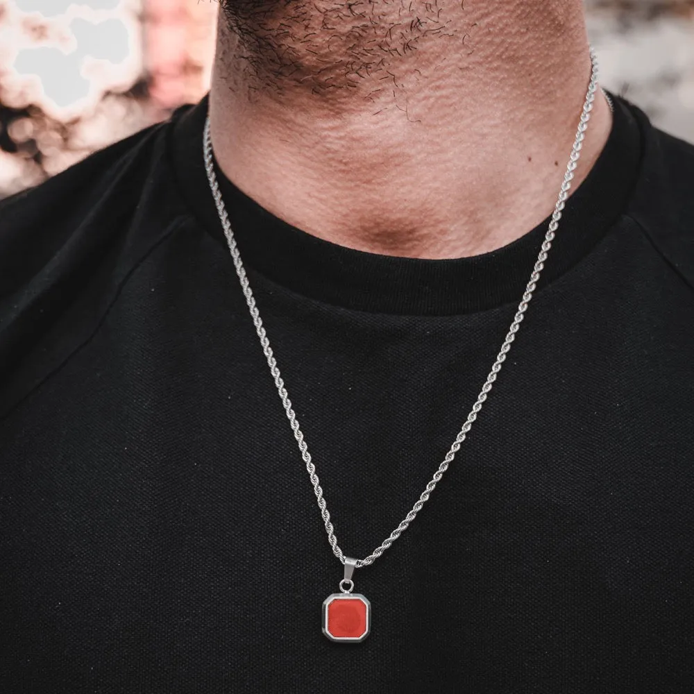 Red & Silver Enamel Pendant